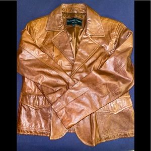 Women’s Genuine leather blazer cognac color